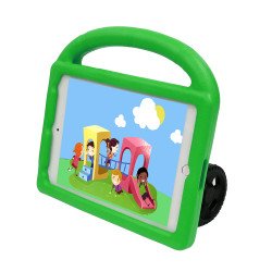 Silicone Car Wheel Stand With Handle Shockproof Durable Protective Cover Case For Kids for Apple iPad 10.2 8th / 7th Gen [2020 / 2019] (Green)